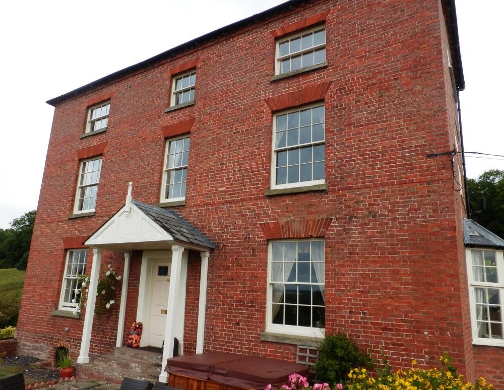 New double glazed box sash windows in Georgian farmhouse