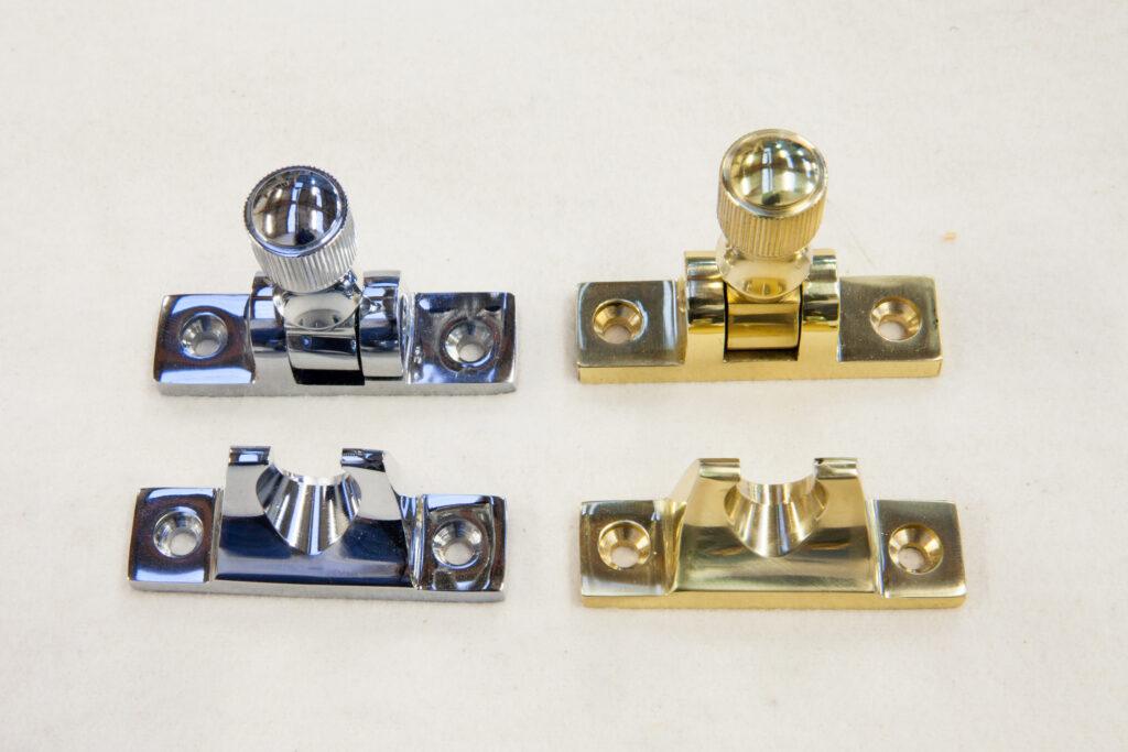 Brighton fasteners in chrome and brass finish