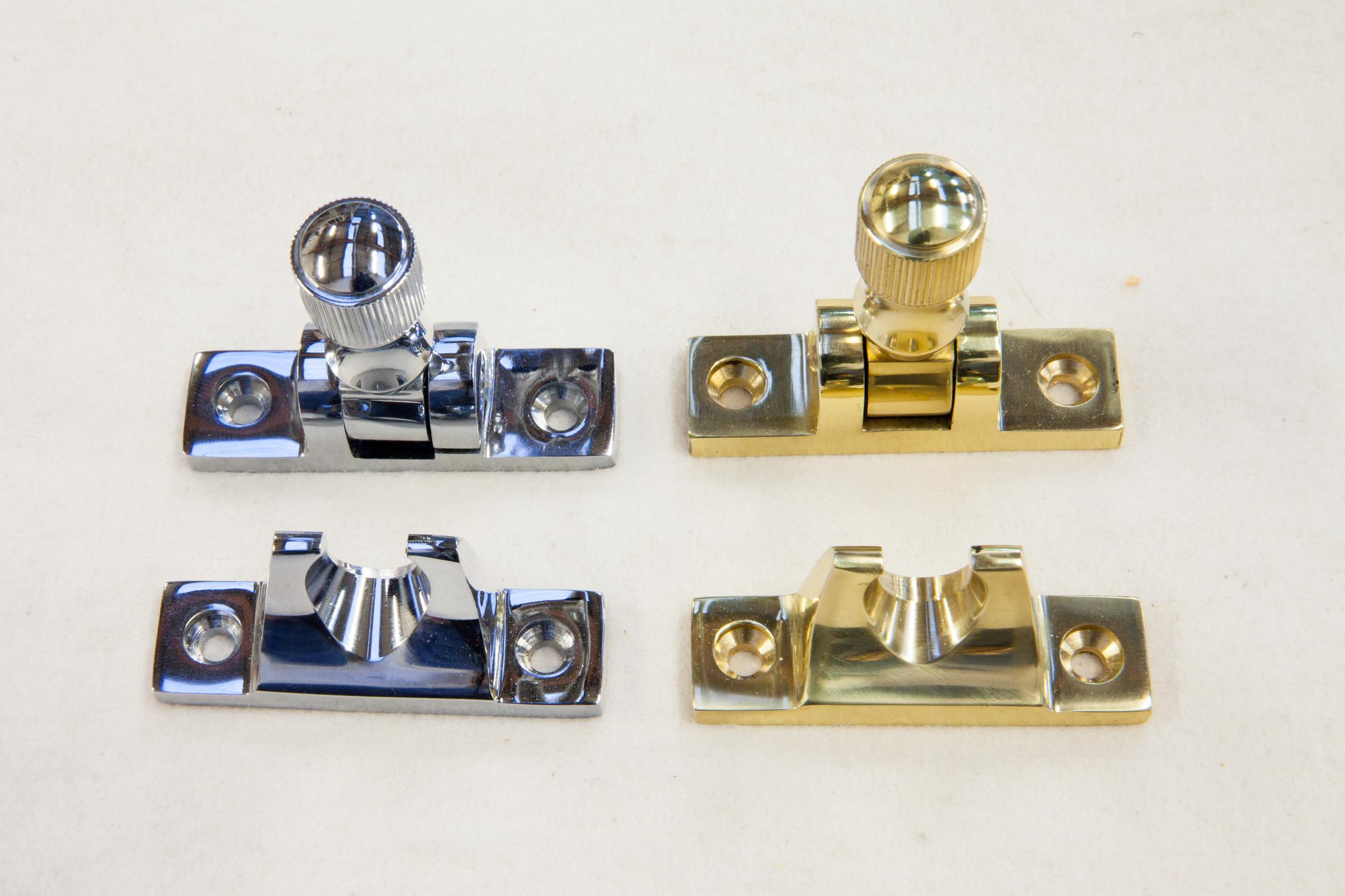 Brighton fasteners in chrome and brass finish