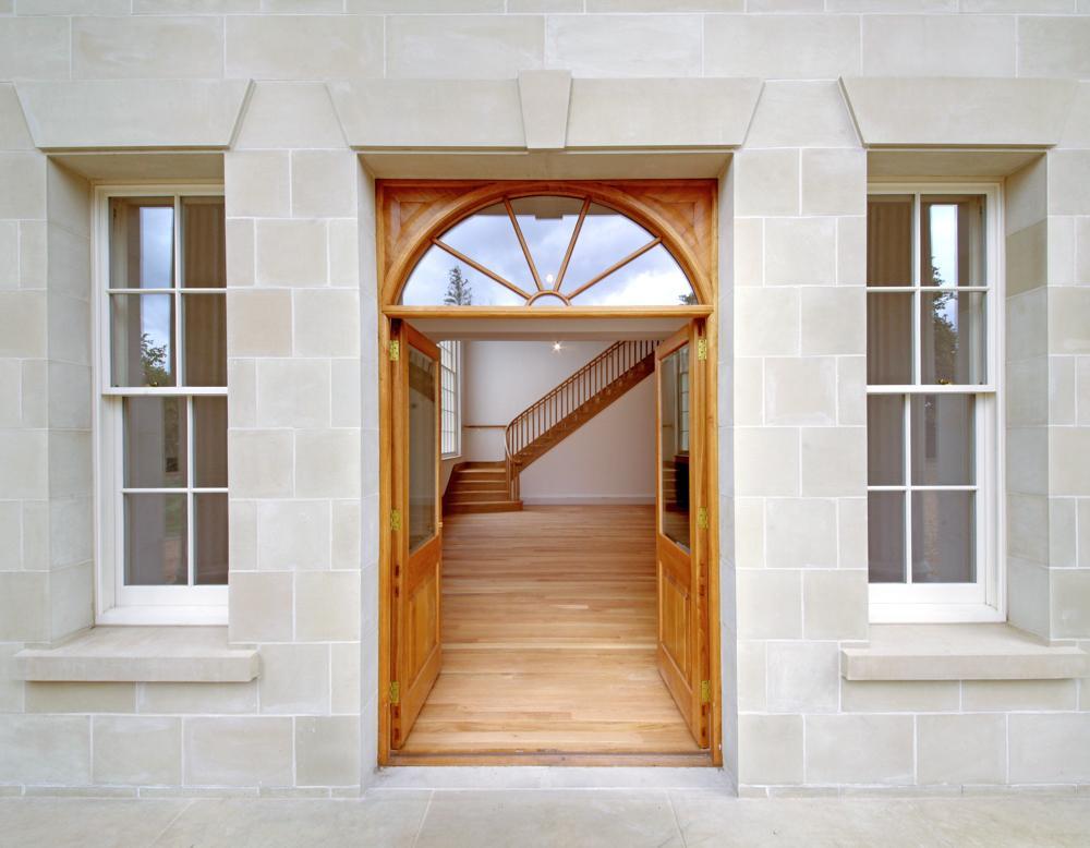 New build Georgian entrance door and side sash windows
